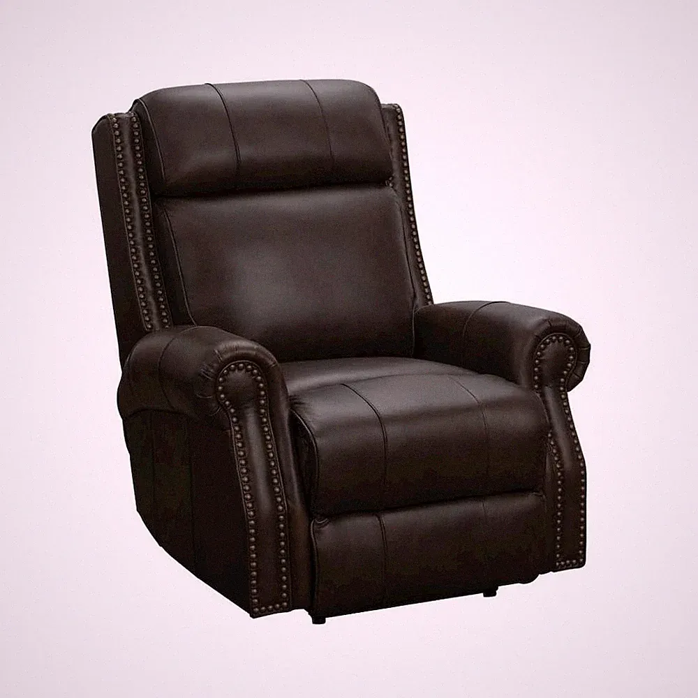 Brown Leather Oversized Recliner with Power Headrest, USB and Extended Footrest
