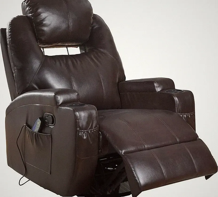 Brown PU Recliner with Massage Function for Ultimate Relaxation
