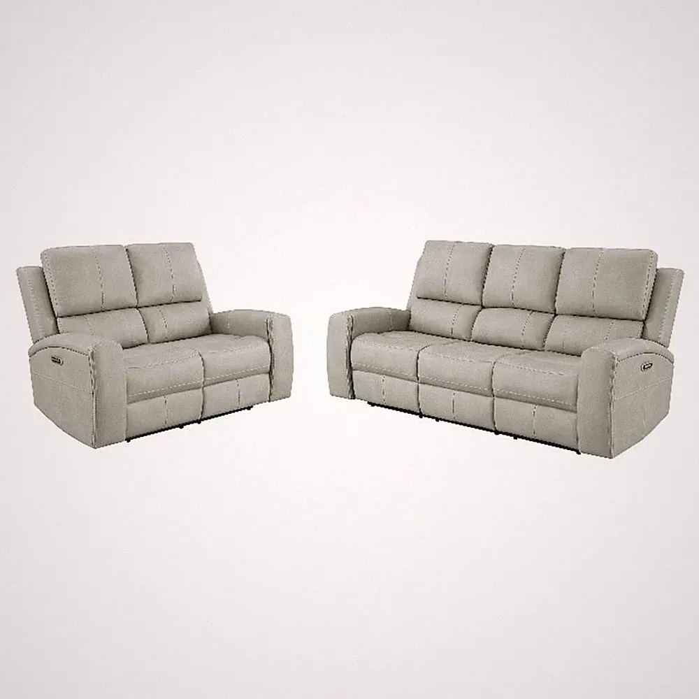 Coaster Brickston Faux Leather 2 PC Triple Power Reclining Sofa Set in Gray