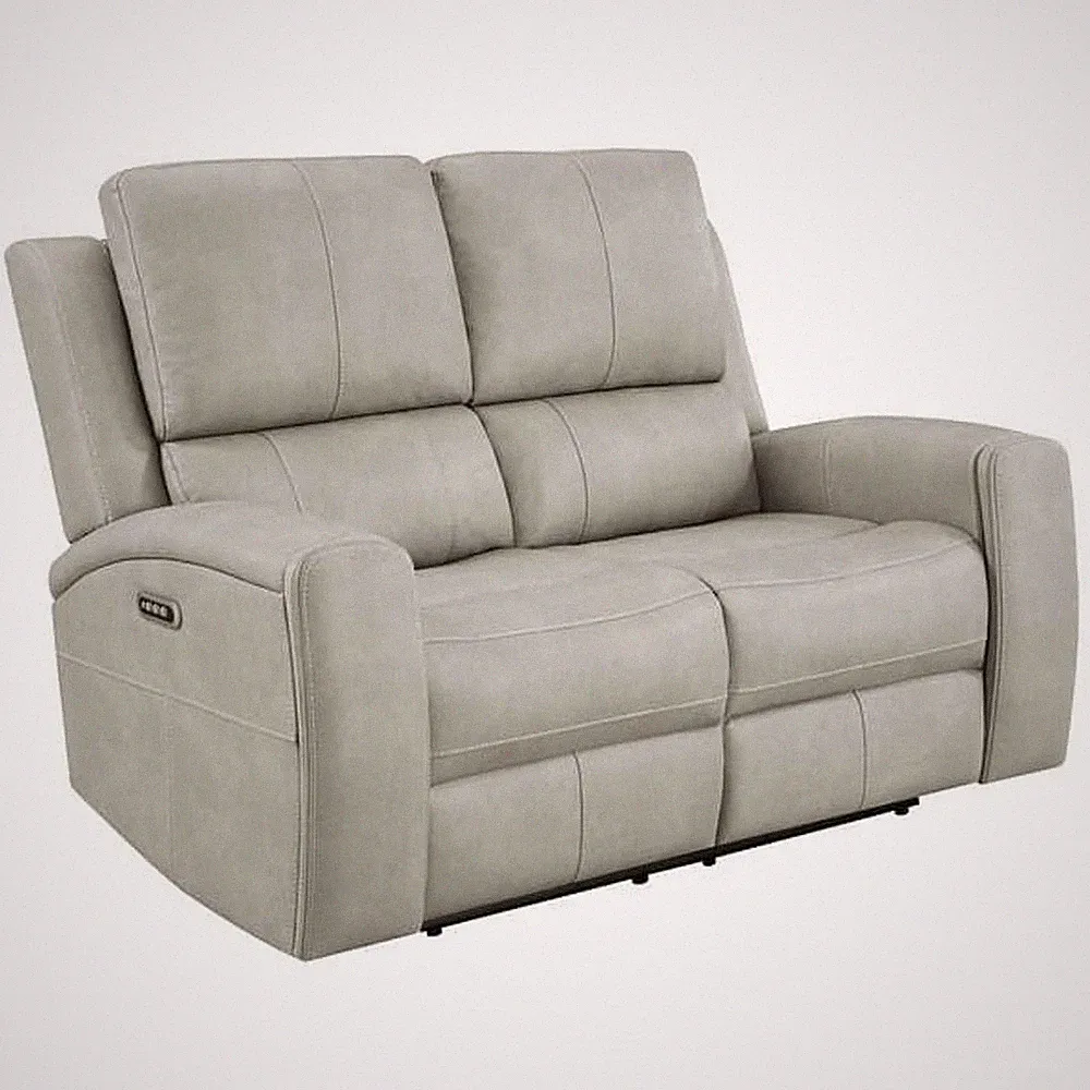 Coaster Brickston Power Reclining Faux Leather Loveseat - Light Gray