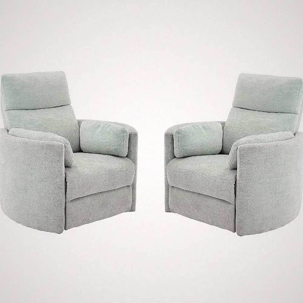 Home Square Polyester Swivel Glider Recliner in Windstream Green - Set of 2