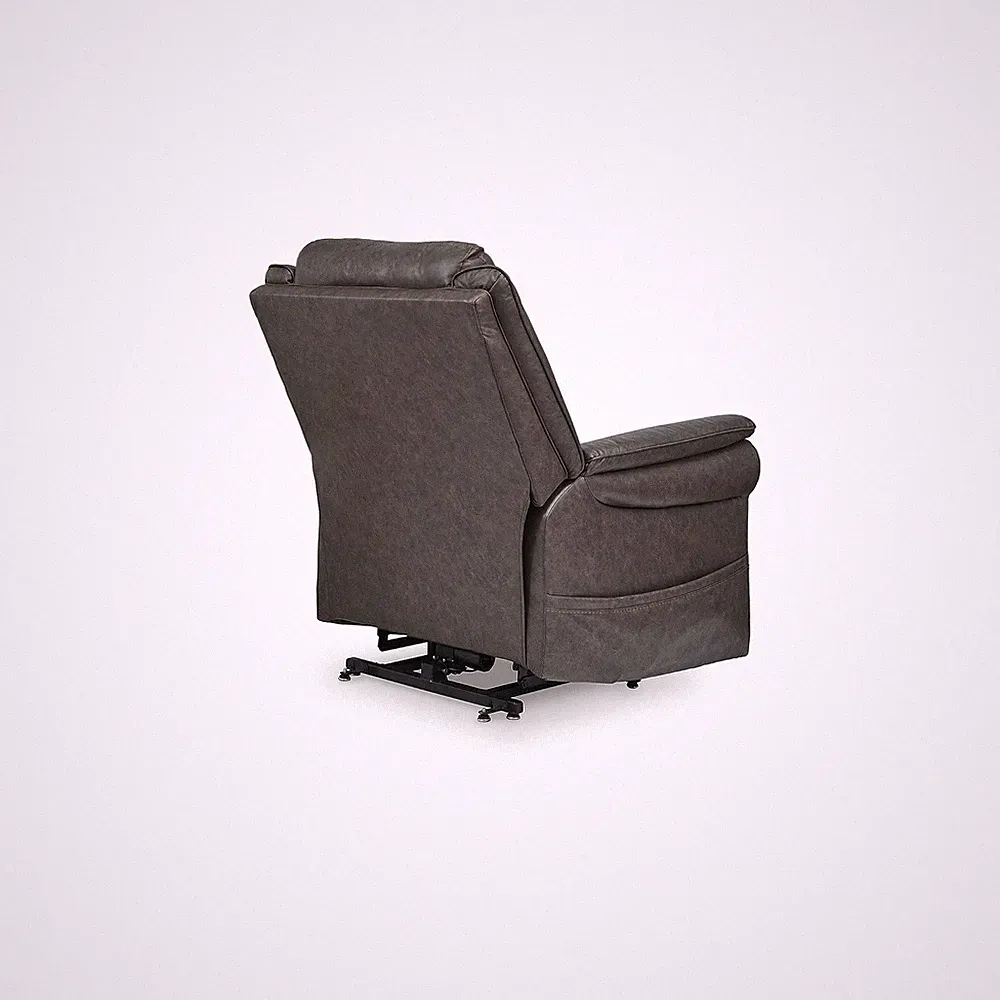 Pemberly Row Contemporary Faux Leather Brown Power Lift Recliner