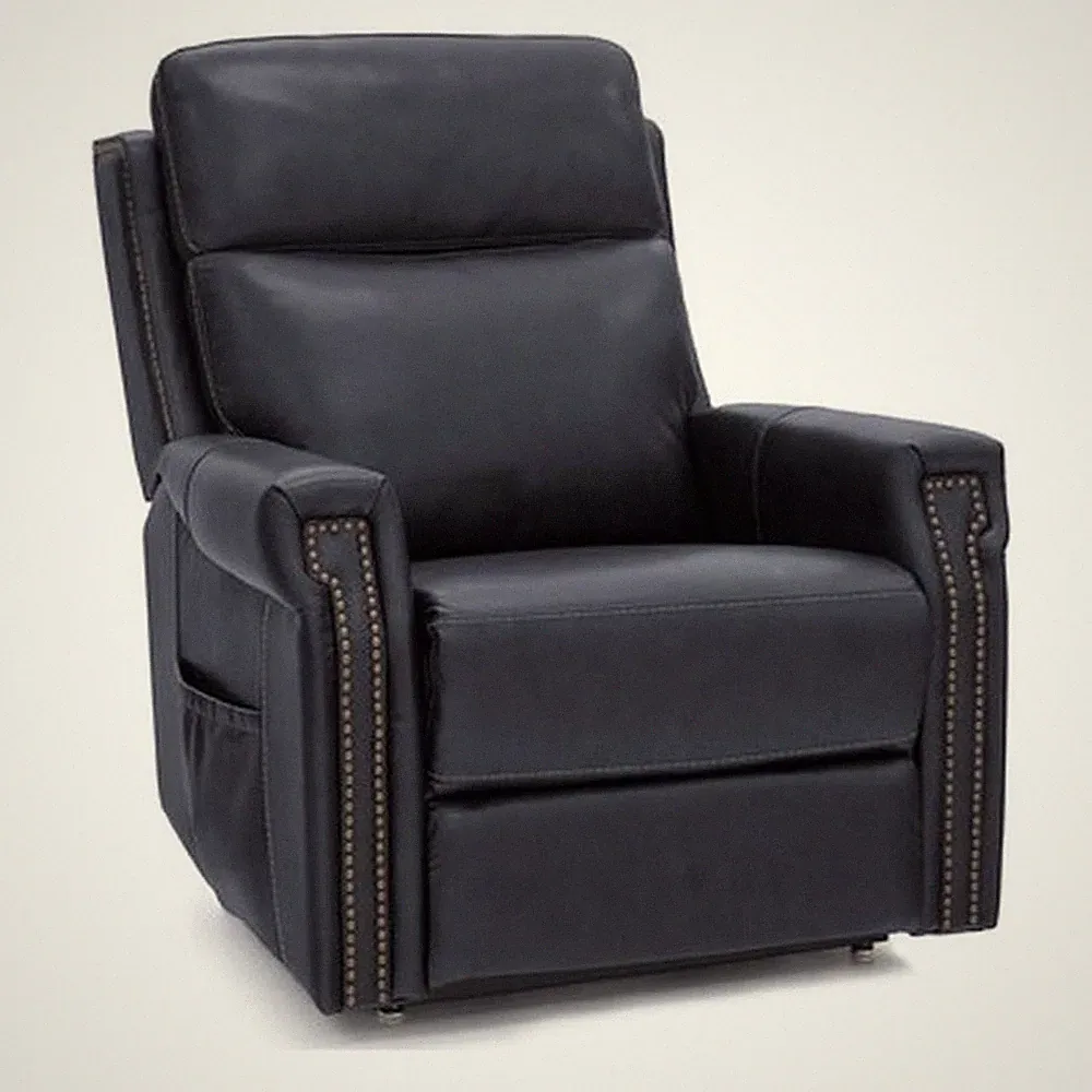 Pemberly Row Leather Power Lift Recliner with Heat in Rainer Ocean